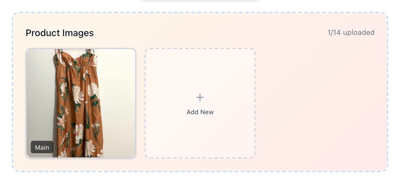 Close-up of the Campaign Creator product image upload area