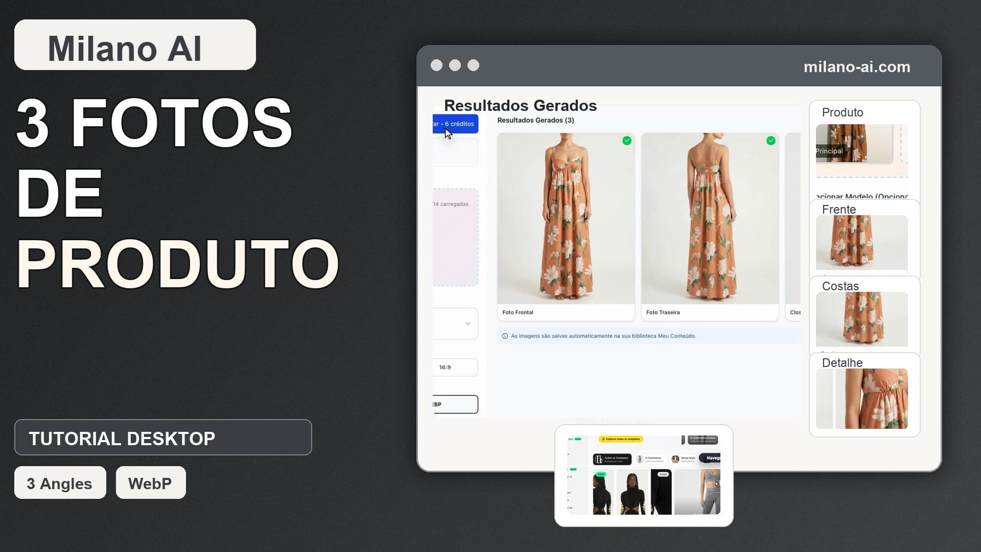 Crie 3 fotos de produto com IA a partir de uma foto